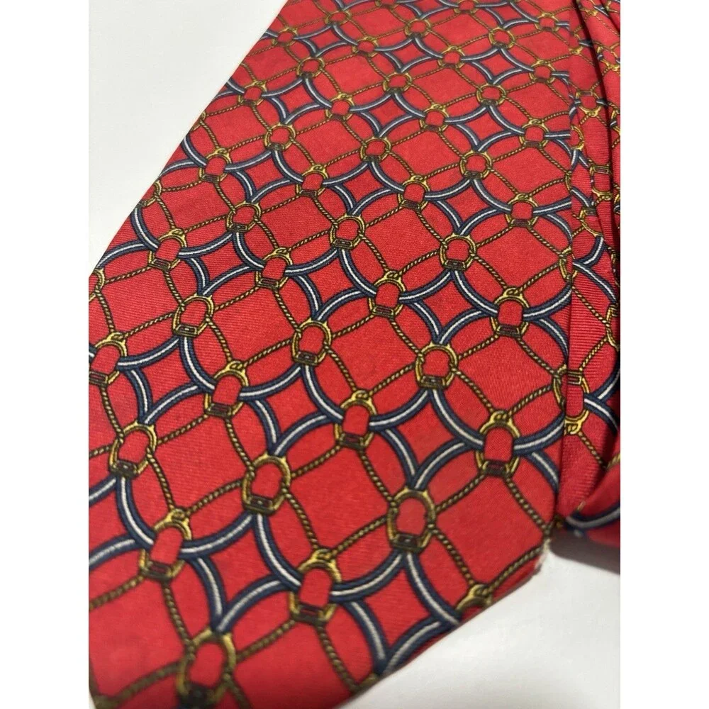 Vtg Paolo Gucci Silk Tie Made In Italy 60x3.75 Red Gold